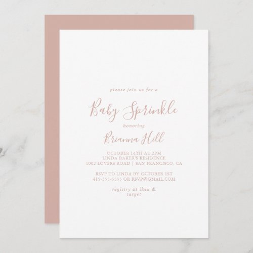 Rose Gold Simple Minimalist Baby Sprinkle Invitation
