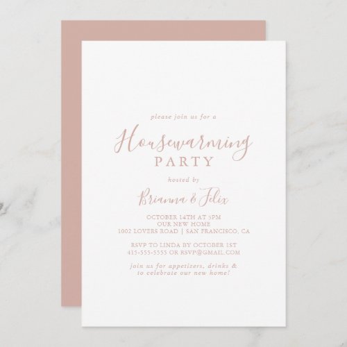 Rose Gold Simple Minimalist Housewarming Party  Invitation