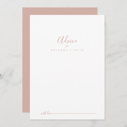 Rose Gold Simple Minimalist Wedding Advice Card