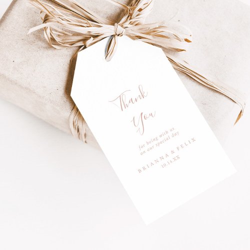 Rose Gold Simple Minimalist Wedding Thank You  Gift Tags