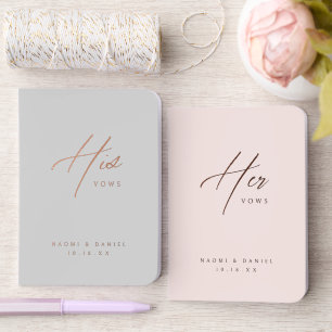 Rose Gold Simple Modern Script Wedding Vows Book