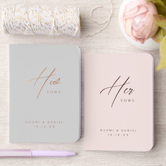 Rose Gold Simple Modern Script Wedding Vows Book (Wedding)