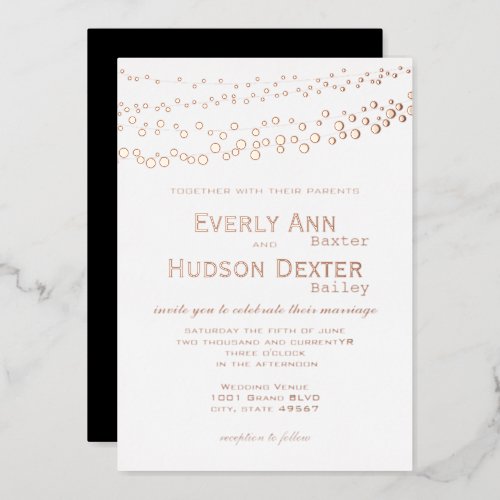 Rose Gold Simple Modern Typography Gold Wedding    Foil Invitation