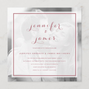 Rose Gold Simple Script Modern Photo Wedding Invitation