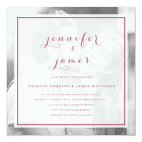 Rose Gold Simple Script Modern Photo Wedding Invitation