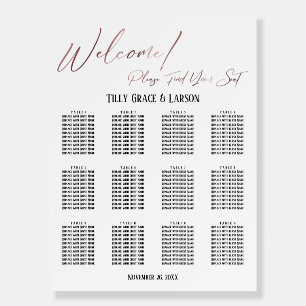 Rose Gold Simple Wedding Reception Seating Chart Foam Board
