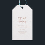 Rose Gold Sip Sip Hooray Bridal Shower   Gift Tags<br><div class="desc">These rose gold sip sip hooray bridal shower gift tags are perfect for a rustic wedding shower. The simple and elegant design features classic and fancy script typography in rose gold and white.</div>