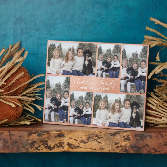 Rose Gold Six Photo Collage Plaque (Side)