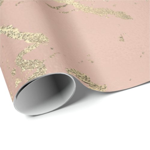 Rose Gold Skin Foxier Gold Marble Shiny Metallic Wrapping Paper