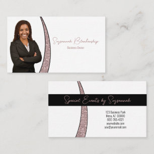 Rose Gold Sliver Faux Glitter Professional Photo  Business Card