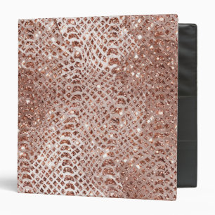 Rose Gold Snake Glitter Glam 3 Ring Binder