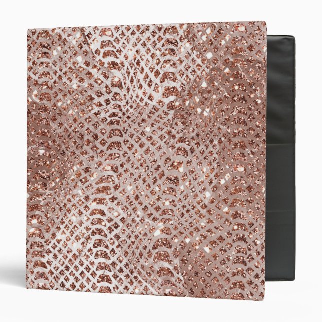 Rose Gold Snake Glitter Glam 3 Ring Binder (Front/Inside)