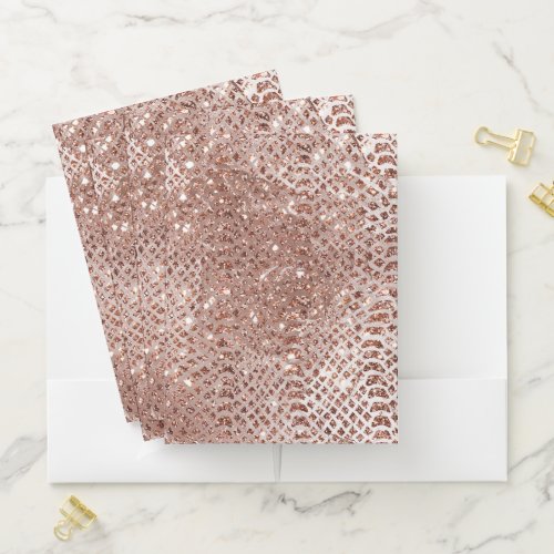 Rose Gold Snake Glitter Glam Pocket Folder