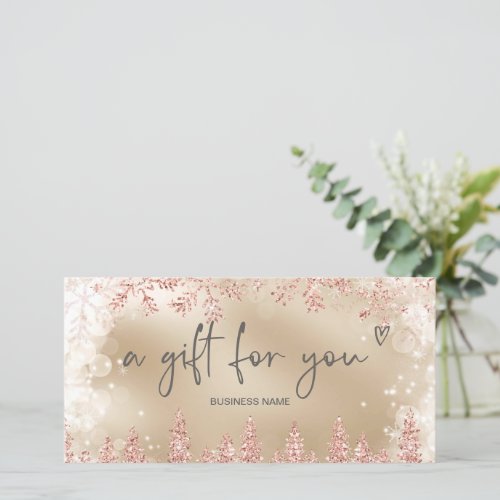 Rose gold snow pine logo gift certificate