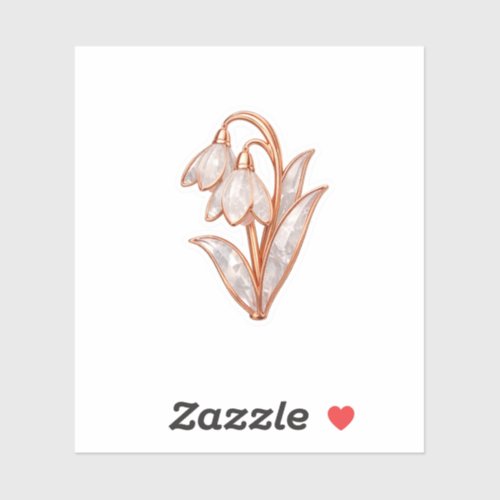 Rose Gold Snowdrops Quartz Crystal Flower Sticker