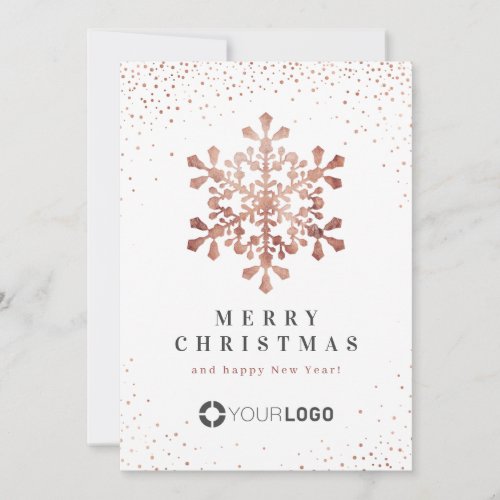 Rose Gold Snowflake Business Christmas cards