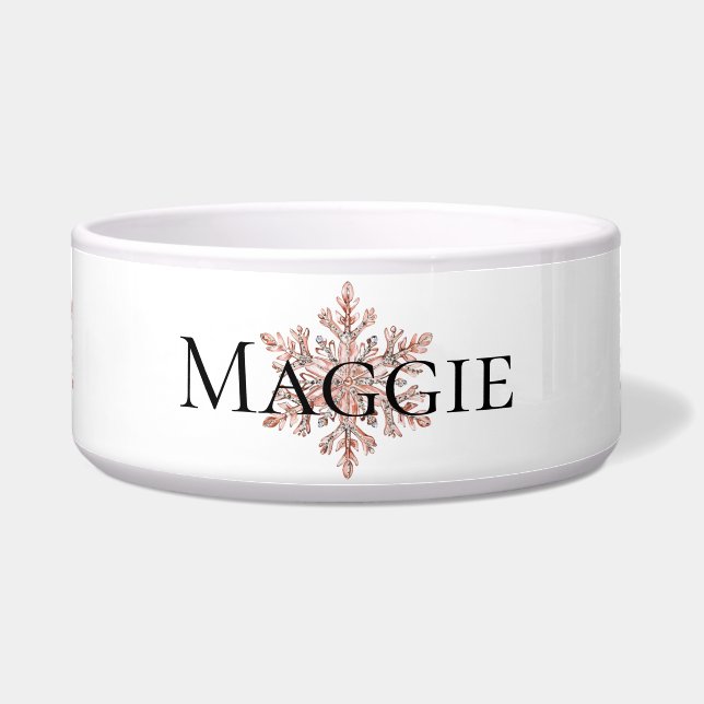 Rose Gold Snowflake Christmas  Bowl (Front)