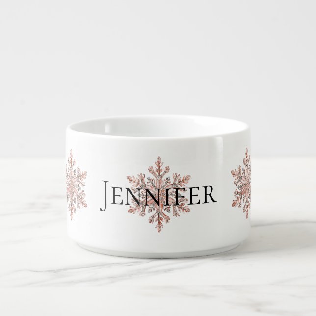 Rose Gold Snowflake Christmas  Bowl (Center)