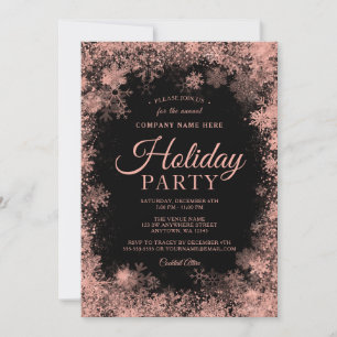 Rose Gold Snowflake Christmas Corporate Holiday Invitation