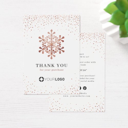 Rose gold Snowflake Christmas Thank You Insert