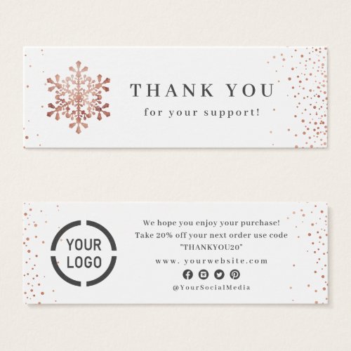 Rose gold Snowflake Christmas Thank You Insert