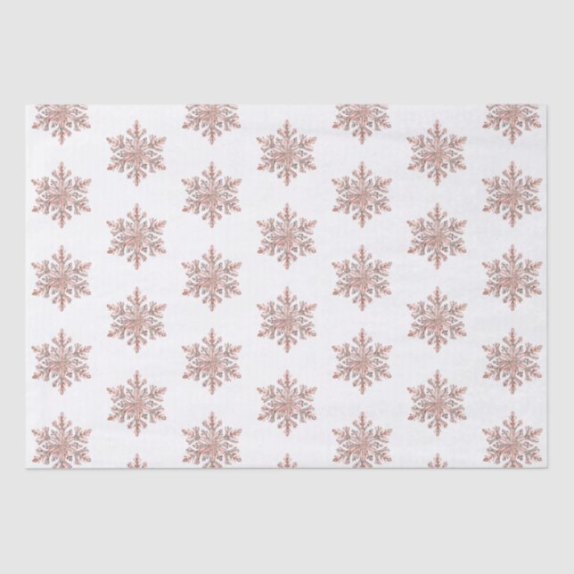 Rose Gold Snowflake Christmas Trees Tissue Paper (Front)
