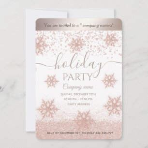 Rose gold snowflake corporate Holiday party Invitation