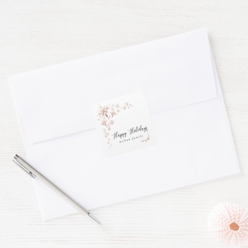 Rose Gold Snowflake Holiday Elegant Envelope Seal