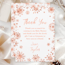 Rose Gold Snowflakes Baby Shower Thank You Card