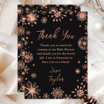 Rose Gold Snowflakes Baby Shower Thank You Card