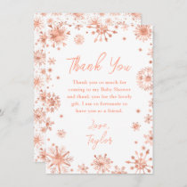 Rose Gold Snowflakes Baby Shower Thank You Card