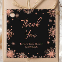 Rose Gold Snowflakes Baby Shower Thank You Favor Tags