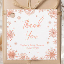Rose Gold Snowflakes Baby Shower Thank You Favor Tags