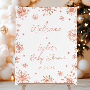 Rose Gold Snowflakes Baby Shower Welcome Foam Board