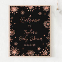 Rose Gold Snowflakes Baby Shower Welcome Poster