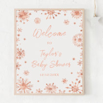 Rose Gold Snowflakes Baby Shower Welcome Poster