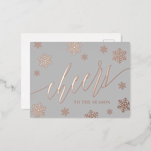 Rose Gold Snowflakes Cheers Foil Holiday Party