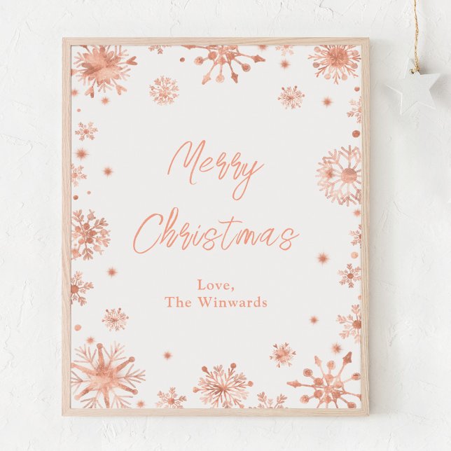 Rose Gold Snowflakes Merry Christmas Poster (Creator Uploaded)