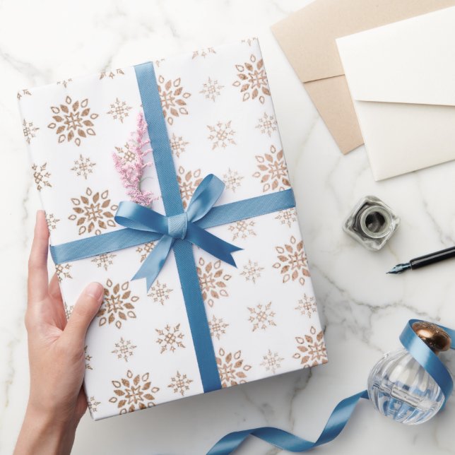 Rose Gold Snowflakes Pattern Wrapping Paper (Gifting)