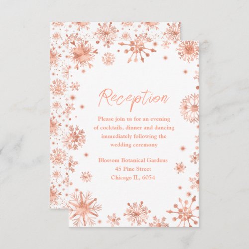Rose Gold Snowflakes Wedding Enclosure Card