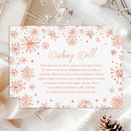 Rose Gold Snowflakes Wedding Wishing Well Enclosure Card