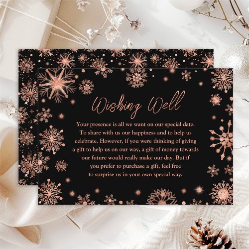 Rose Gold Snowflakes Wedding Wishing Well Enclosure Card