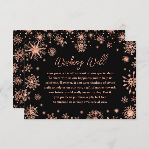 Rose Gold Snowflakes Wedding Wishing Well Enclosure Card