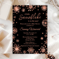 Rose Gold Snowflakes Winter Baby Shower Invitation