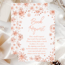 Rose Gold Snowflakes Winter Book Request Enclosure Card