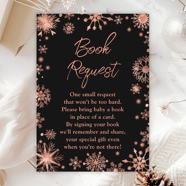 Rose Gold Snowflakes Winter Book Request Enclosure Card (Creator Uploaded)