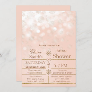 Rose Gold snowflakes Winter Bridal shower Invite