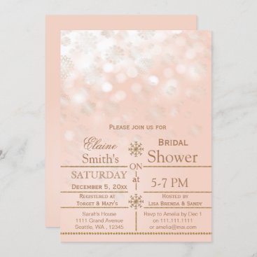 Rose Gold snowflakes Winter Bridal shower Invite