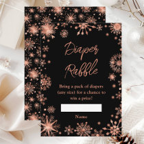 Rose Gold Snowflakes Winter Diaper Raffle Enclosure Card