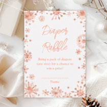 Rose Gold Snowflakes Winter Diaper Raffle Enclosure Card
